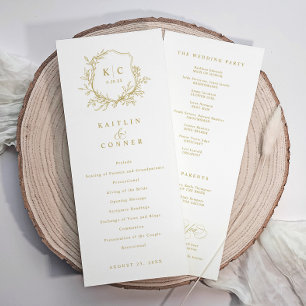 Elegante Vintage-Wappen Gold Klassische Hochzeit Programm