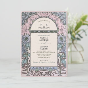 Elegante Vintage Wasserfarben Hochzeitsblumen Einladung