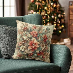 Elegante Vintage Weihnachten Blume Kissen