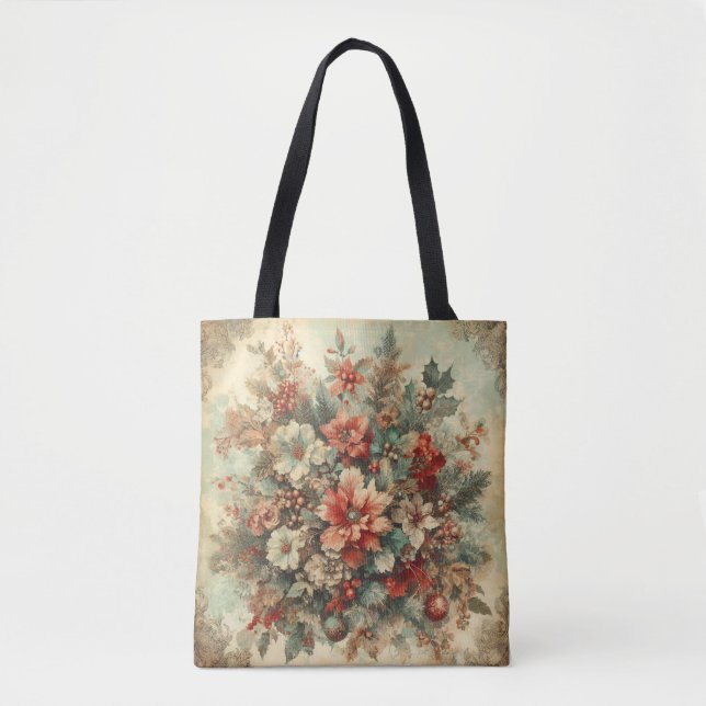 Elegante Vintage Weihnachten Blume Tasche (Vorderseite)