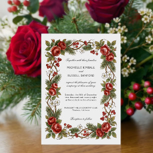 Elegante Vintage-Weihnachten Winter-Blumen-Rahmen Einladung