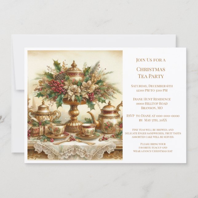 Elegante Vintage Weihnachts-Party Einladung (Vorderseite)