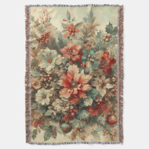 Elegante Vintage-Weihnachtsblumen Decke