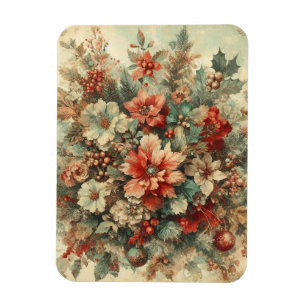 Elegante Vintage-Weihnachtsblumen Magnet