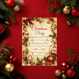Elegante Vintage-Weihnachtsfeier Einladung