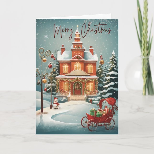 Elegante Vintage Weihnachtskarte Feiertagskarte (Vorderseite)