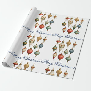 Elegante Vintage-Weihnachtsornamente Schrift Geschenkpapier