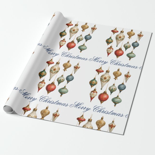 Elegante Vintage-Weihnachtsornamente Schrift  Geschenkpapier (Ungerollt)