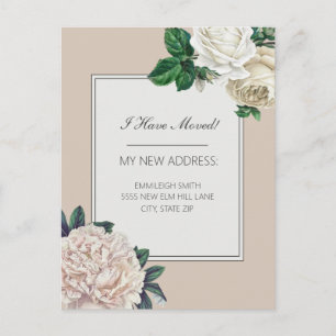 Elegante Vintage-Weiße Blumenelemente Ankündigung Postkarte