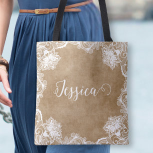 Elegante Vintage White Kontur Floral Bridal Tasche