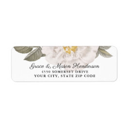Elegante Vintage White Rose Wedding Rücksendeadres