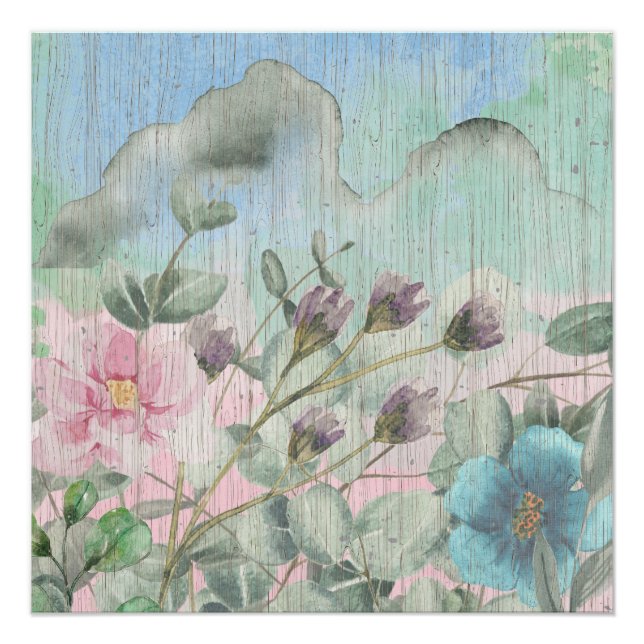 Elegante Vintage Wildblumen Poster (Vorderseite)