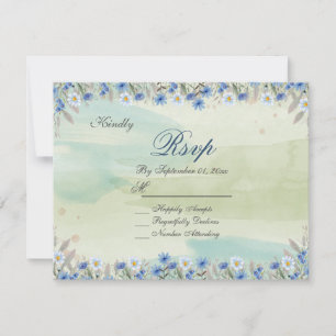 Elegante Vintage-Wildblumen-Rahmen Hochzeit-RSVP-K Einladung