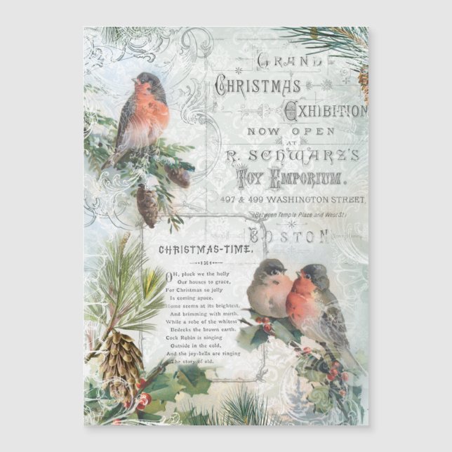 Elegante Vintage Winter Weihnachtsmänner Magnetkarte (Vorderseite)