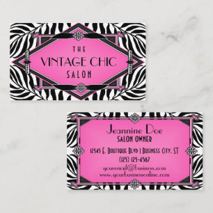 Elegante Vintage-Zebra-Art-Deco-Rosa-Diamant Visitenkarte