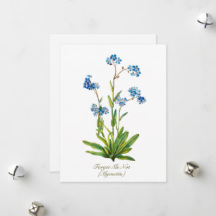 Elegante, vintagebotanische Vergissmeinnicht-Blume Feiertagskarte