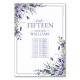 Elegante Violet Blume Script Empfang Hochzeiten Tischnummer