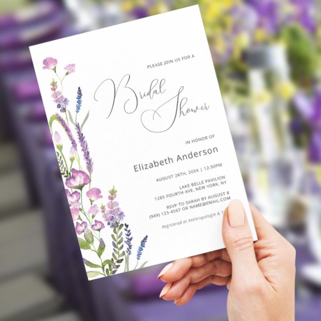Elégante Violet Floral Bridal Shower Invitation (Créateur téléchargé)