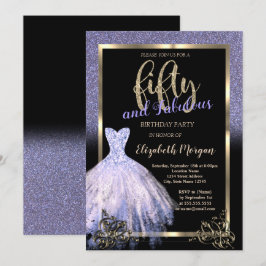 Elegante Violet Glitzer Dress 50. Geburtstagsparty Einladung