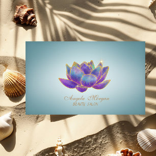 Elegante Violet Glitzer Lotus Blume Visitenkarte