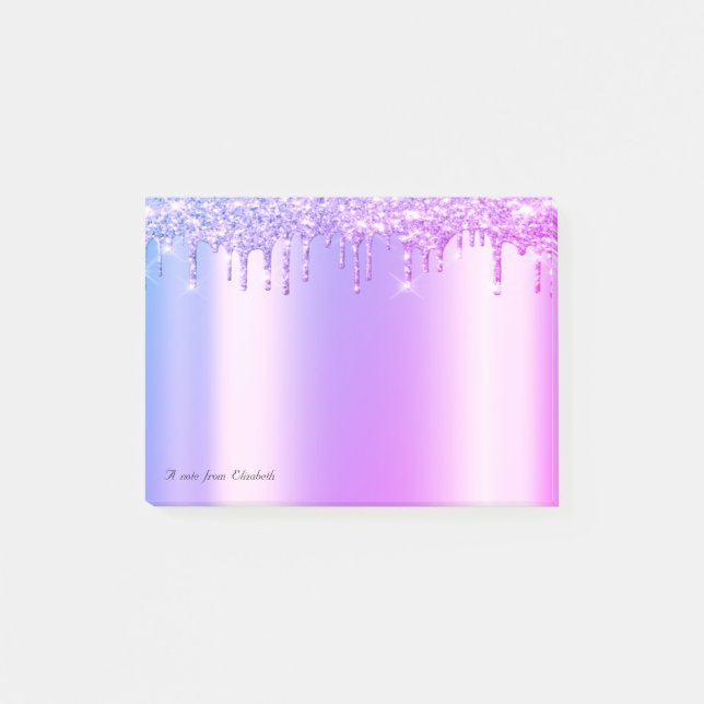 Elegante Violet Glitzer Tropfen Post-it Klebezettel (Vorderseite)