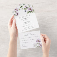 Elegante Violet Pansy Blumenwasser Hochzeit