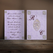 Elegante Violet Vintage Hochzeit Einladung