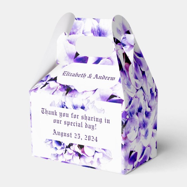 Elegante Violets Hochzeit Geschenkschachtel (Vorderseite)