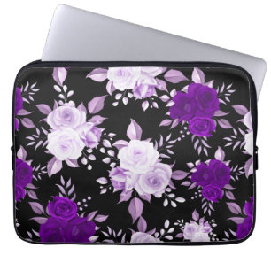 Elegante Violett-Blume Nahtloses Blumenmuster Thri Laptopschutzhülle