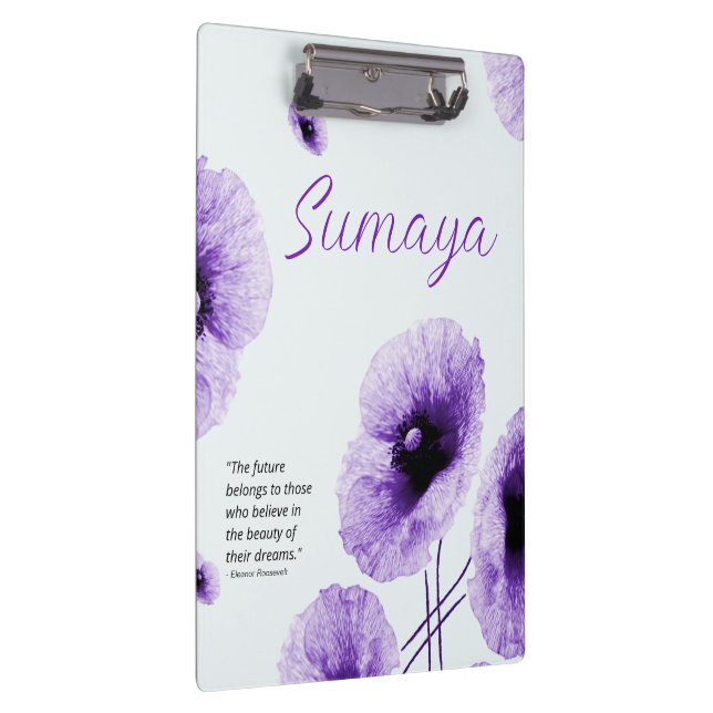Elegante Violett-Floral-Zwischenablage anpassbar Klemmbrett (Rechts)