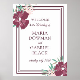 Elegante violette Blume. Botanisches Schildplakat Poster