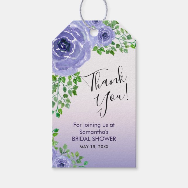 Elegante violette Blumen | Brautparty Vielen Dank Geschenkanhänger (Vorderseite)