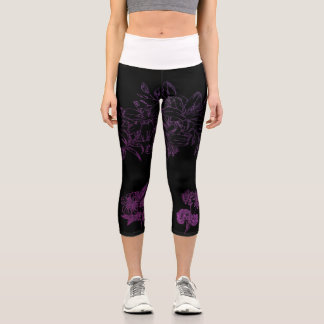 Elegante violette Blumen-Leggings für Damen | Vint Capri Leggings