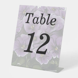 Elegante violette Blumen Lesbische Hochzeit Tischn Sockelschild