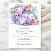 Elegante violette Blumenparty zum 60. Geburtstag