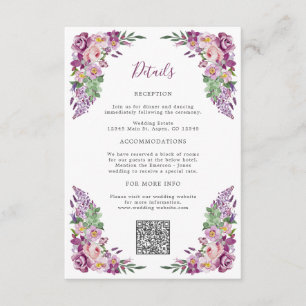 Elegante Violette Blüten Begleitkarte