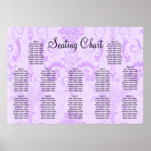 Elegante violette Damast-Hochzeitsempfangs-Sitzord Poster
