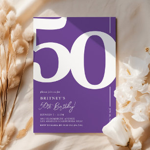 Elegante violette Einladung zum 50. Geburtstag