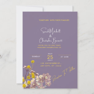 Elegante violette florale Hochzeits-Einladung —  Einladung