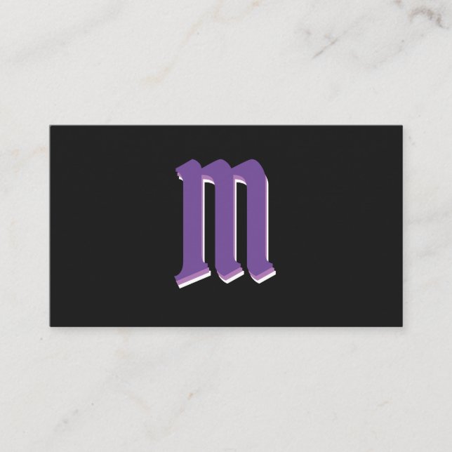 Elegante violette Formen auf schwarzem Monogramm-3 Visitenkarte (Vorderseite)