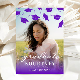 Elegante violette Fotogratulationskarte Einladung