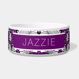 Elegante violette Haustierliebhaberin mit Namenssc Napf