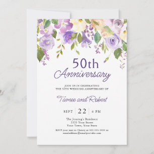Elegante violette Hochzeits-Einladung zum 50. Jubi Einladung