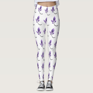 Elegante violette Leggings mit botanischem Muster