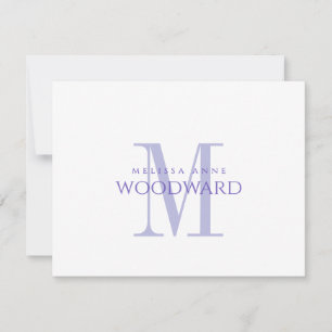 Elegante violette Monogramm-Flat-Notizkarte Mitteilungskarte