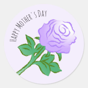 Elegante Violette Rose Runder Aufkleber