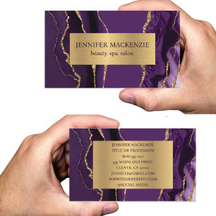 Elegante violette und goldene Achat-Geschäftskarte Visitenkarte
