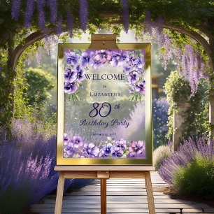 Élégante Violette violette Florale 80e fête d'anni