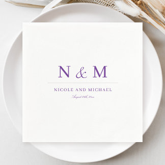 Elegante violette violette Monogramm Anfangsbuchst Serviette