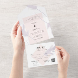 Elegante Violettfarbenprägung All In One Einladung